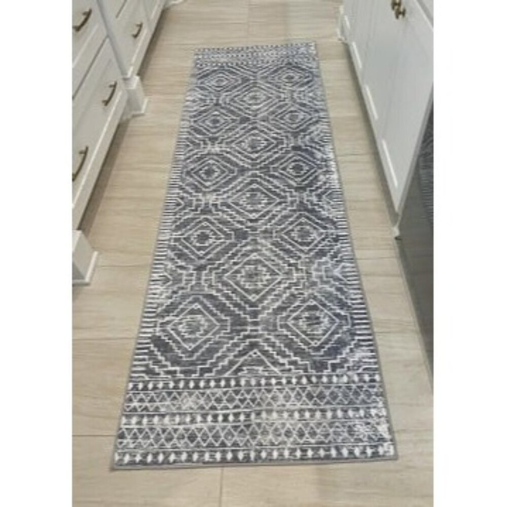 New Moroccan 2'6"x8' Washable Kitchen Runner Rug with Rubber Backing